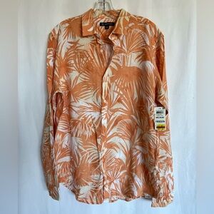 INC International Concepts Men’s Casual Button Down Shirt in Tropical Orange NWT